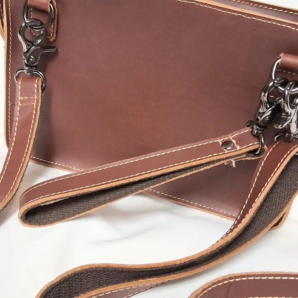 Handmade Brown Leather Men's Crossbody Wristlet Bag